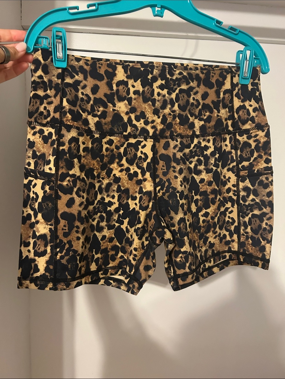 Leopard Print High-Rise Bike Shorts - Brown/Black